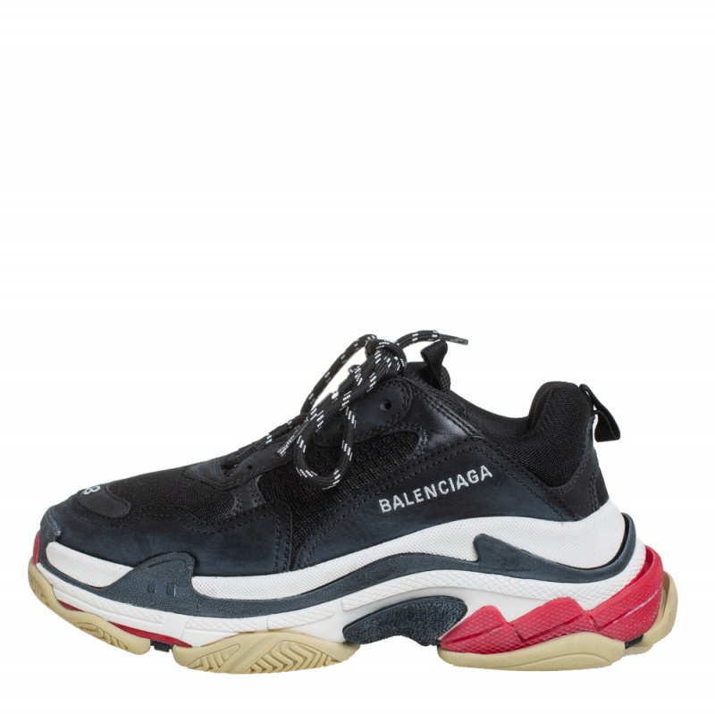

Balenciaga Black Leather And Mesh Triple S Clear Sneakers Size