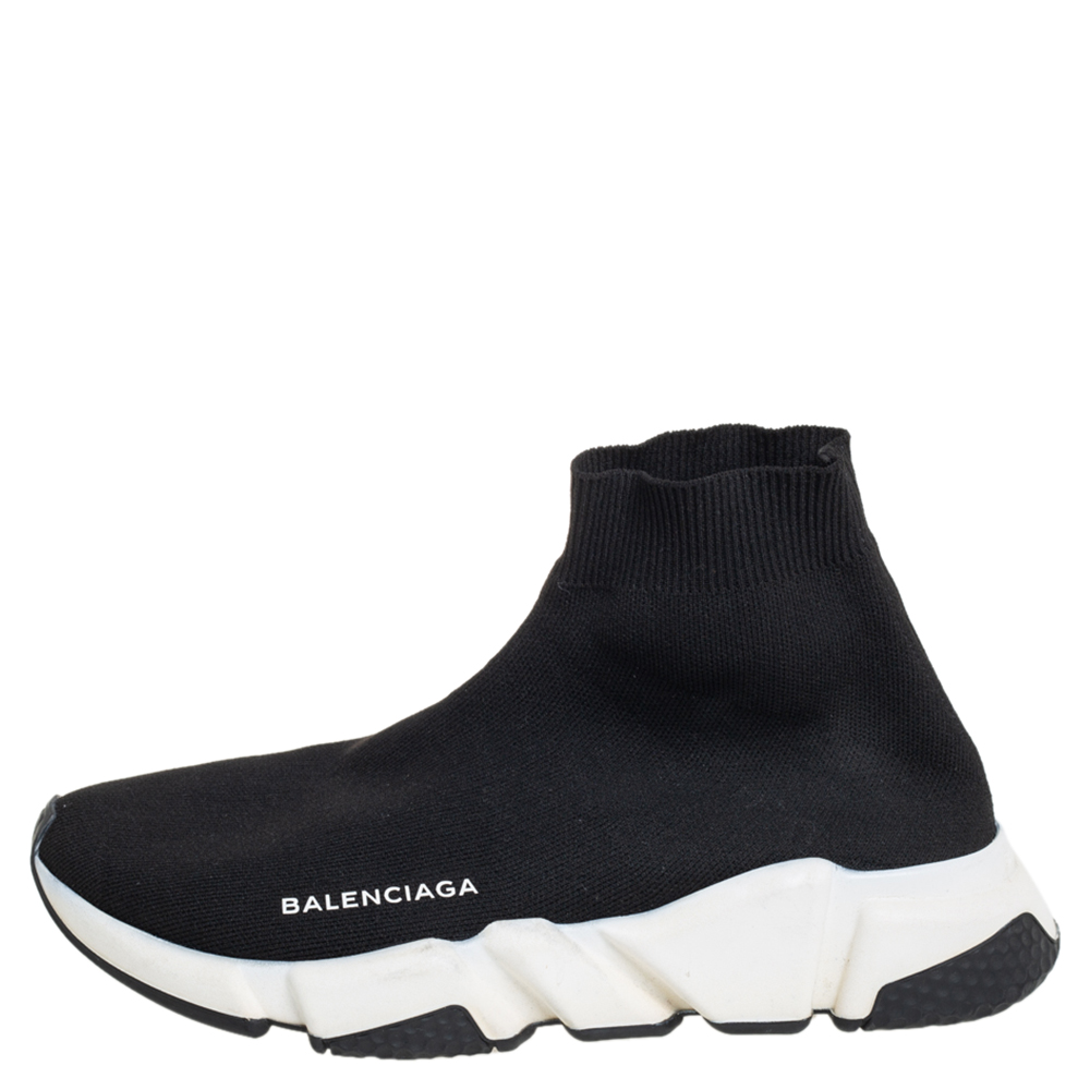 

Balenciaga Black Knit Fabric Speed High Top Sneakers Size