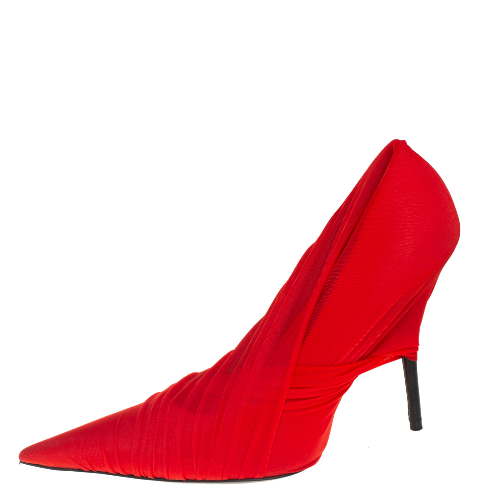 

Balenciaga Red Stretch Fabric Pointed Toe Pumps Size