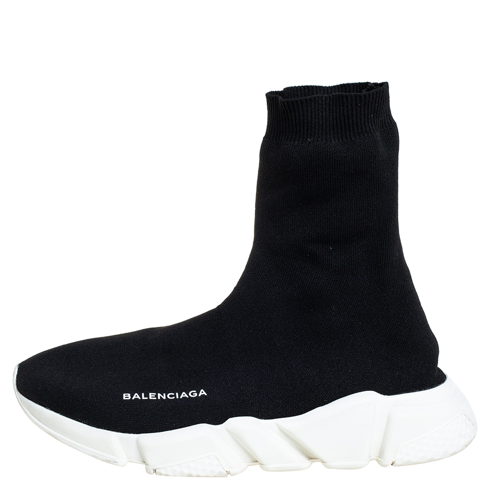 

Balenciaga Black Cotton Knit Speed High Top Sneakers Size
