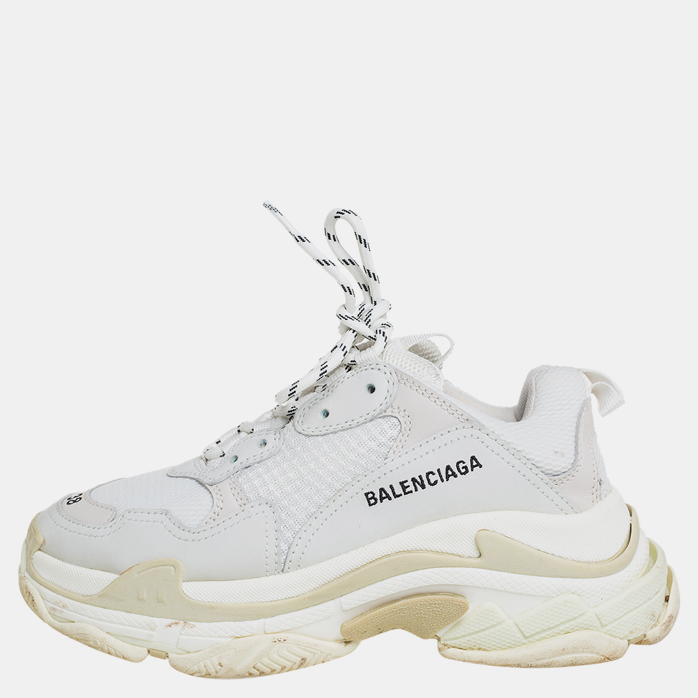 

Balenciaga Grey Mesh And Leather Triple S Sneakers Size