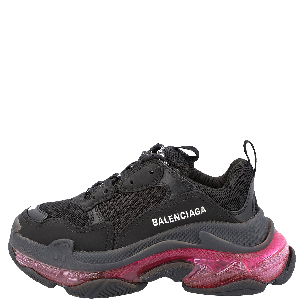 

Balenciaga Triple S Black Clear Sole Black Pink Sneakers Size