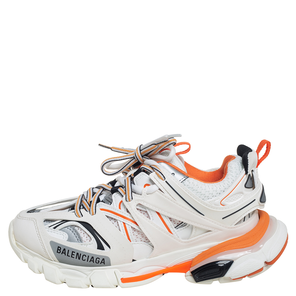 

Balenciaga White/Orange Rubber And Mesh Track Trainers Size