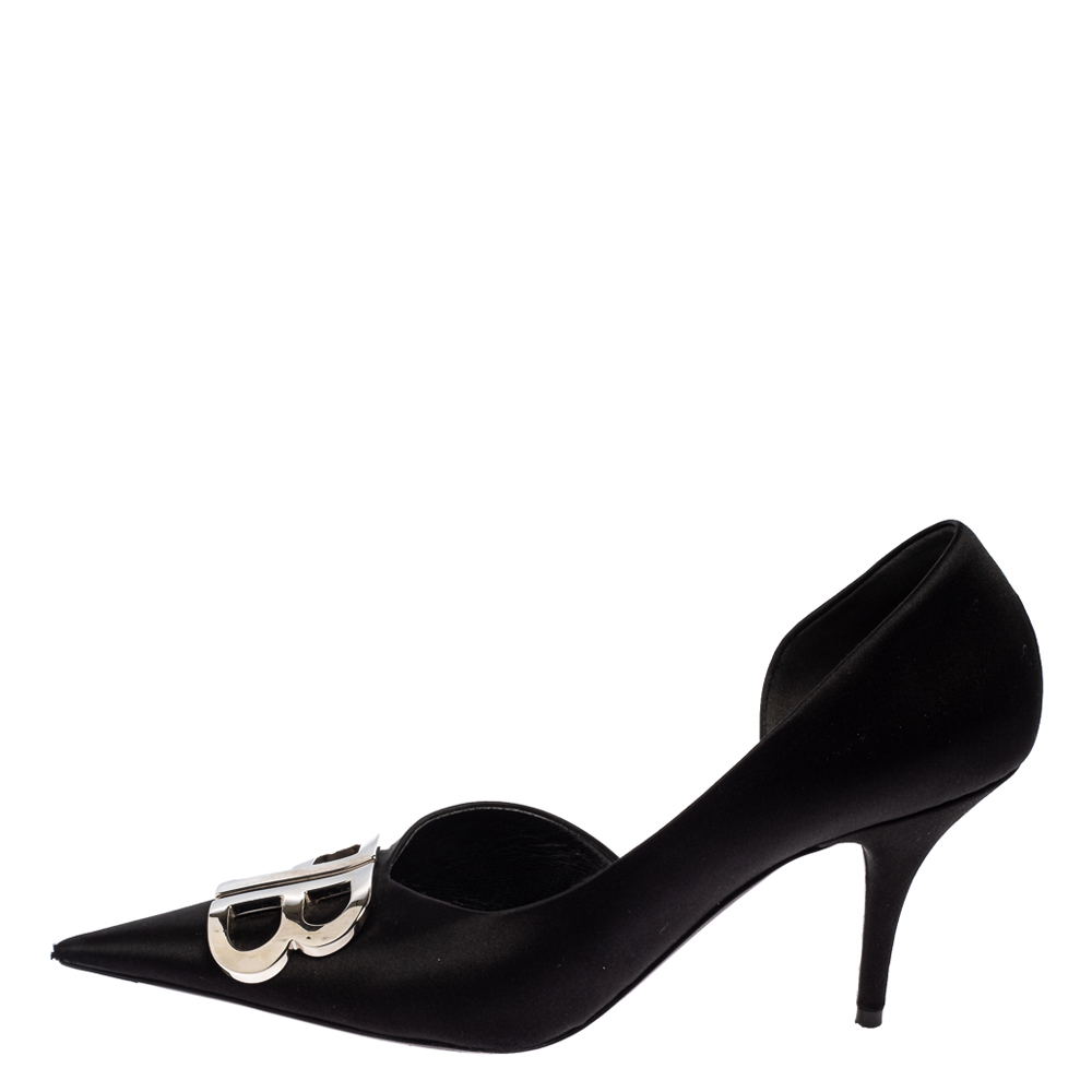 

Balenciaga Black Satin BB Knife Pumps Size