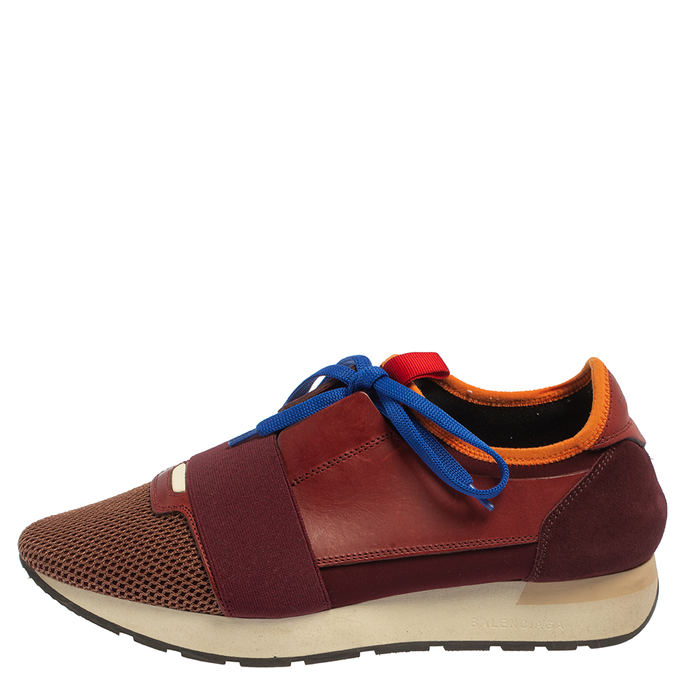

Balenciaga Multicolor Mesh And Leather Race Runner Low Top Sneakers Size