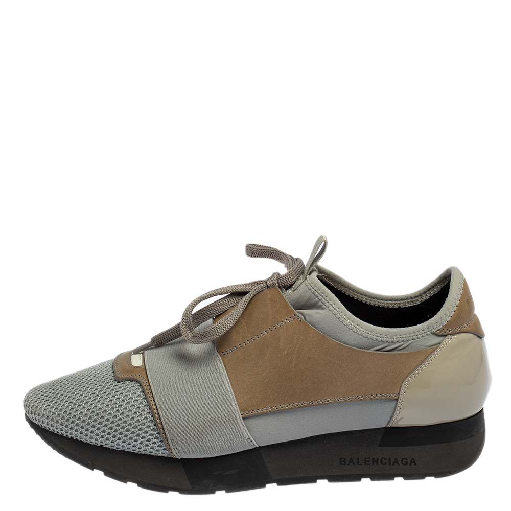 

Balenciaga Grey Leather and Mesh Race Runner Sneakers Size
