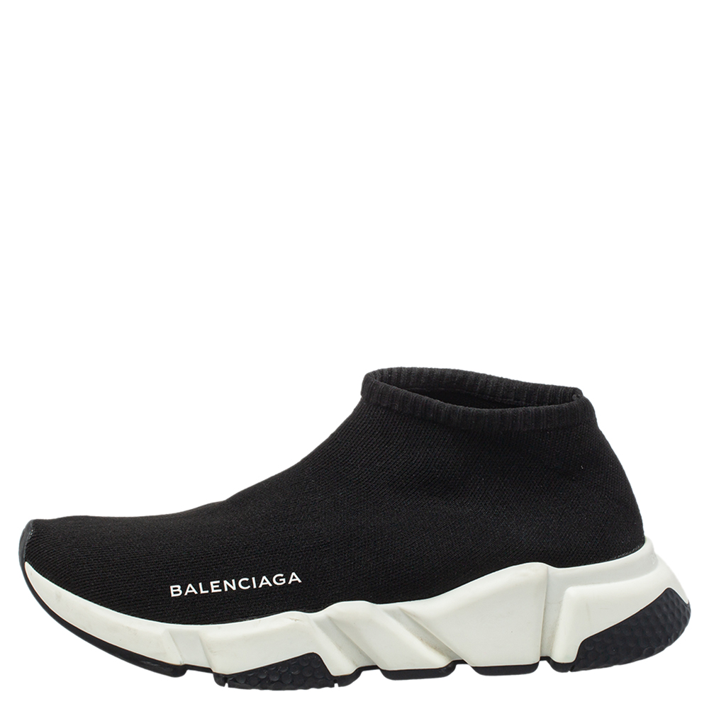 

Balenciaga Black Knit Fabric High Top Sneakers Size