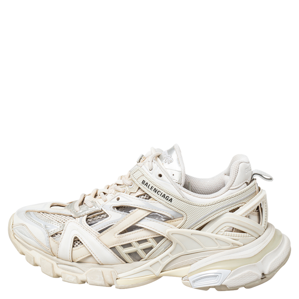 

Balenciaga Cream Leather And Mesh Track Sneakers Size