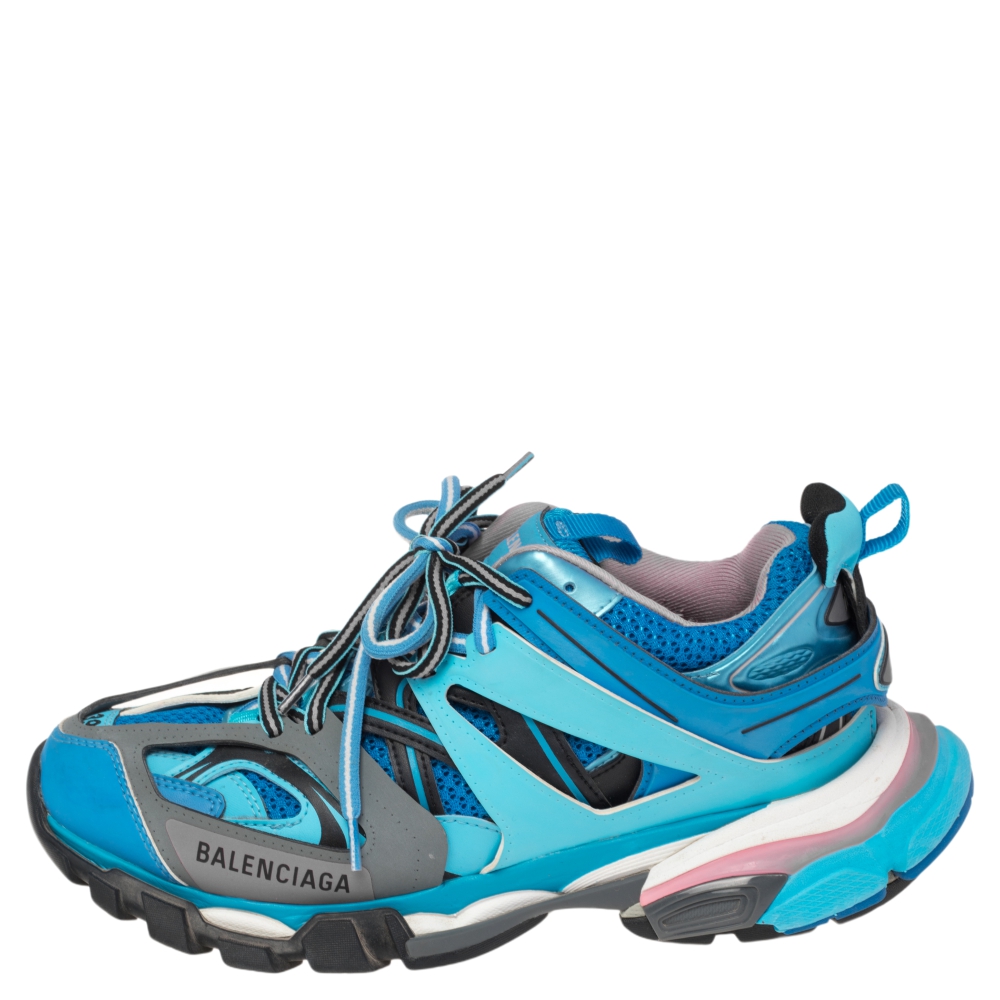 

Balenciaga Blue/Pink Leather And Mesh Track 2 Low Top Sneakers Size
