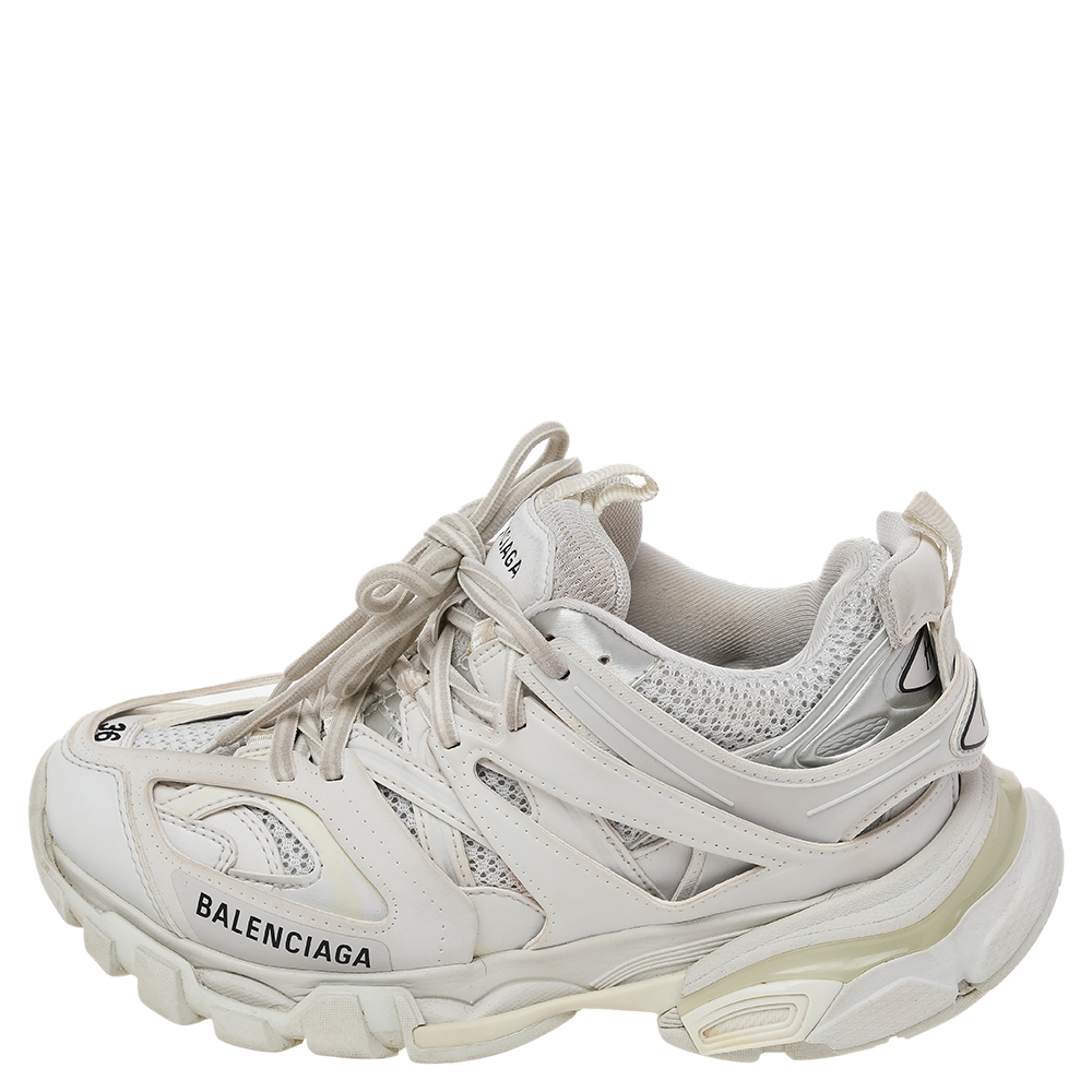 

Balenciaga White Mesh And Synthetic Leather Track 2 Low Top Sneakers Size