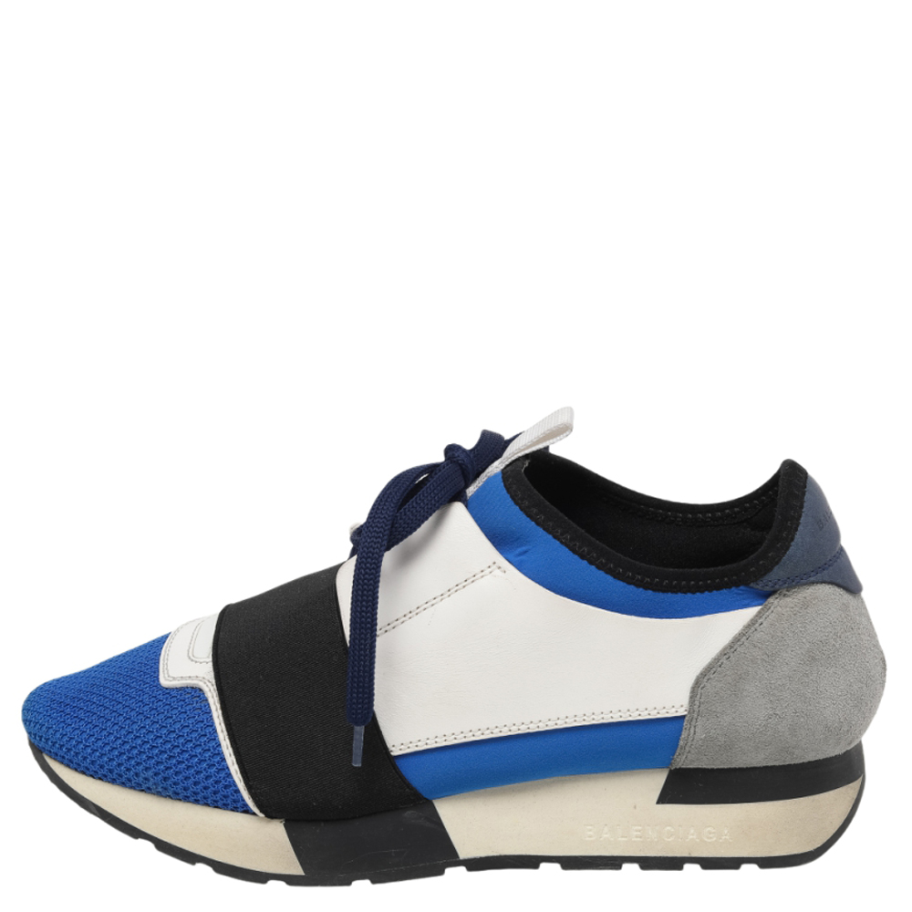 

Balenciaga Multicolor Mesh And Leather Race Runner Low Top Sneakers Size