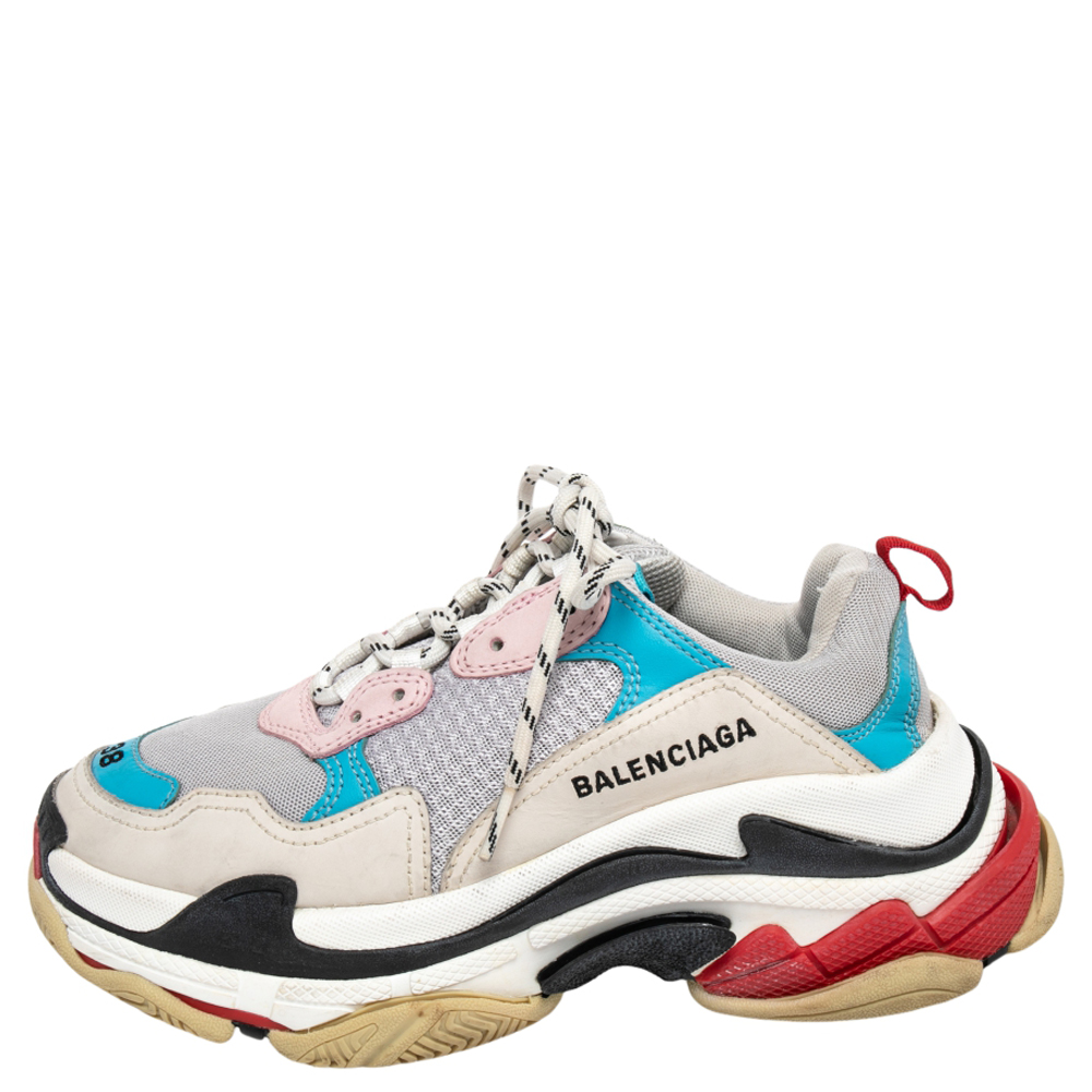 

Balenciaga Multicolor Mesh And Leather Triple S Low Top Sneakers Size