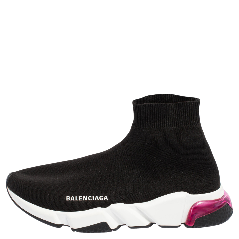 

Balenciaga Black Knit Fabric Speed Trainer High Top Sneakers Size