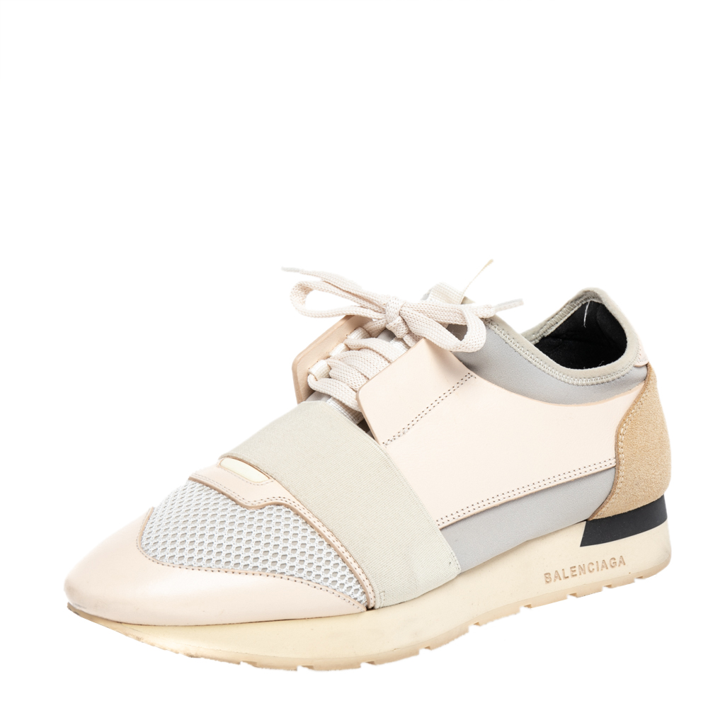 Grund Jeg vil have bekræfte Pre-owned Balenciaga Beige Mesh And Leather Race Runner Sneakers Size 39 |  ModeSens