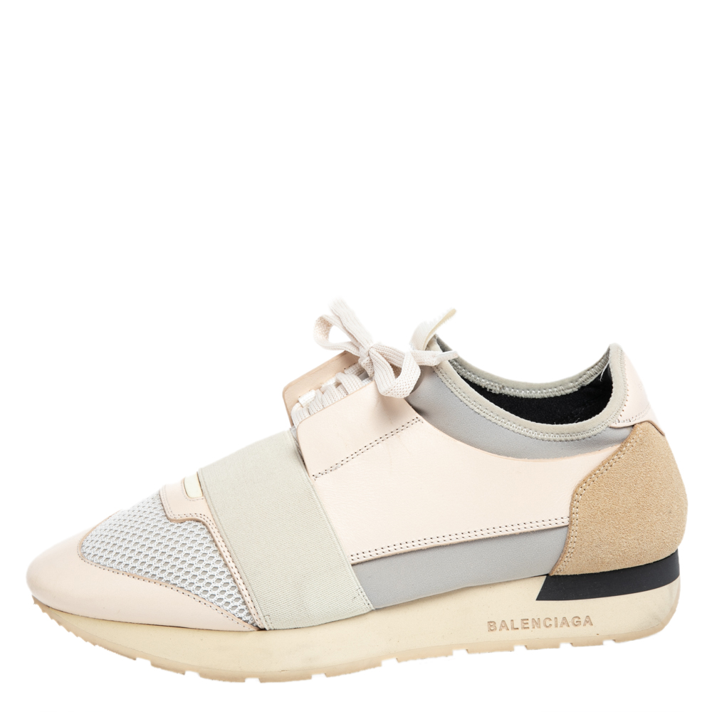 

Balenciaga Beige Mesh And Leather Race Runner Sneakers Size