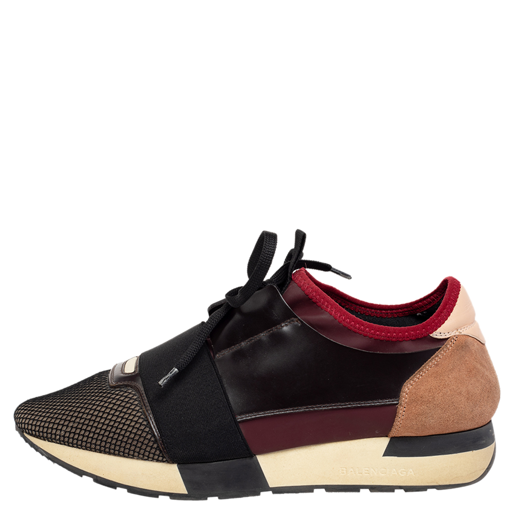 

Balenciaga Multicolor Mesh And Leather Race Runner Low Top Sneakers Size