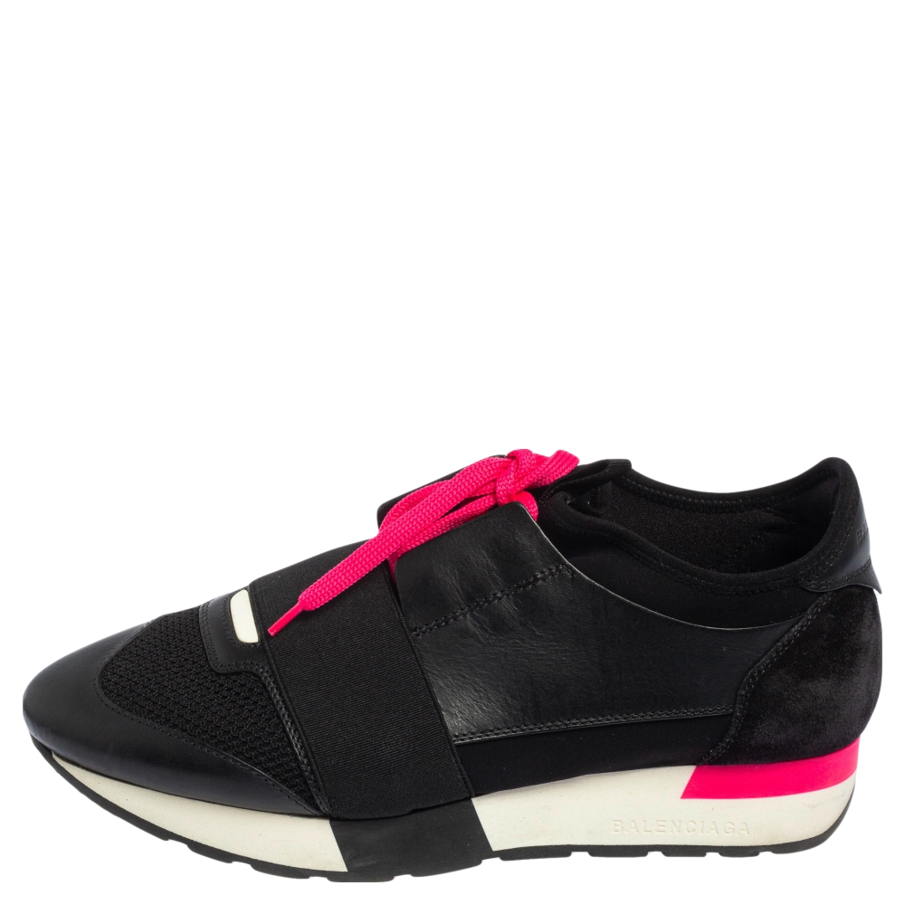 

Balenciaga Black Leather And Mesh Race Runner Sneakers Size