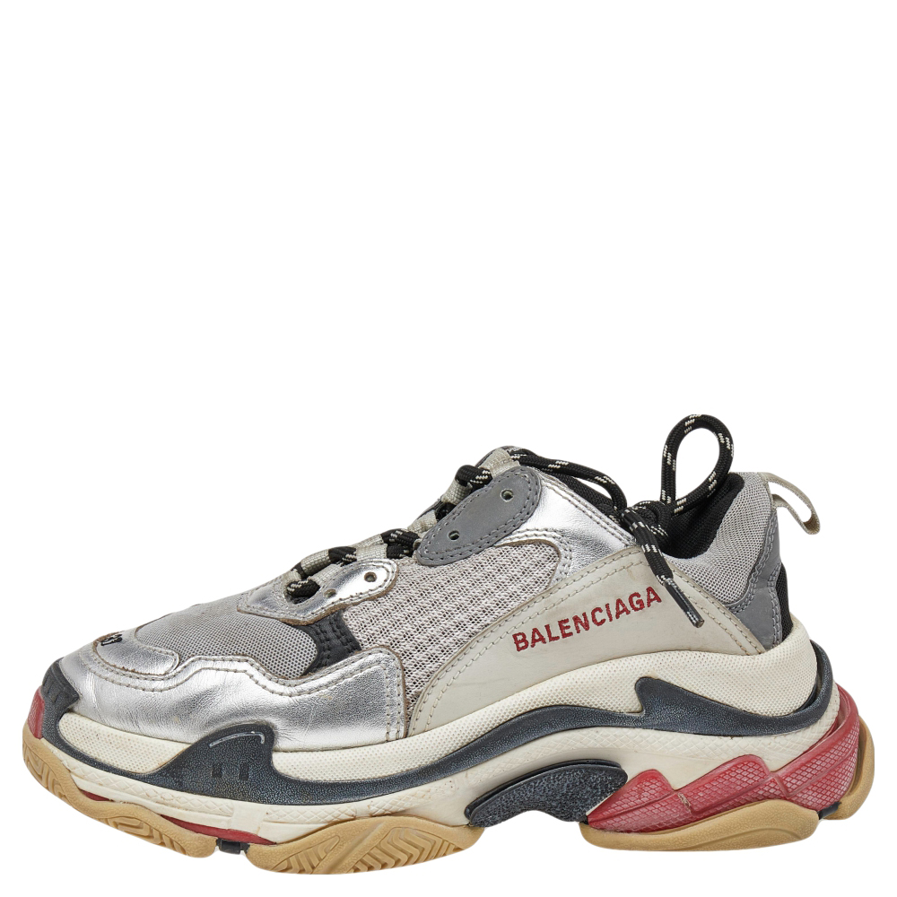 

Balenciaga Multicolor Mesh And Leather Triple S Low Top Sneakers Size