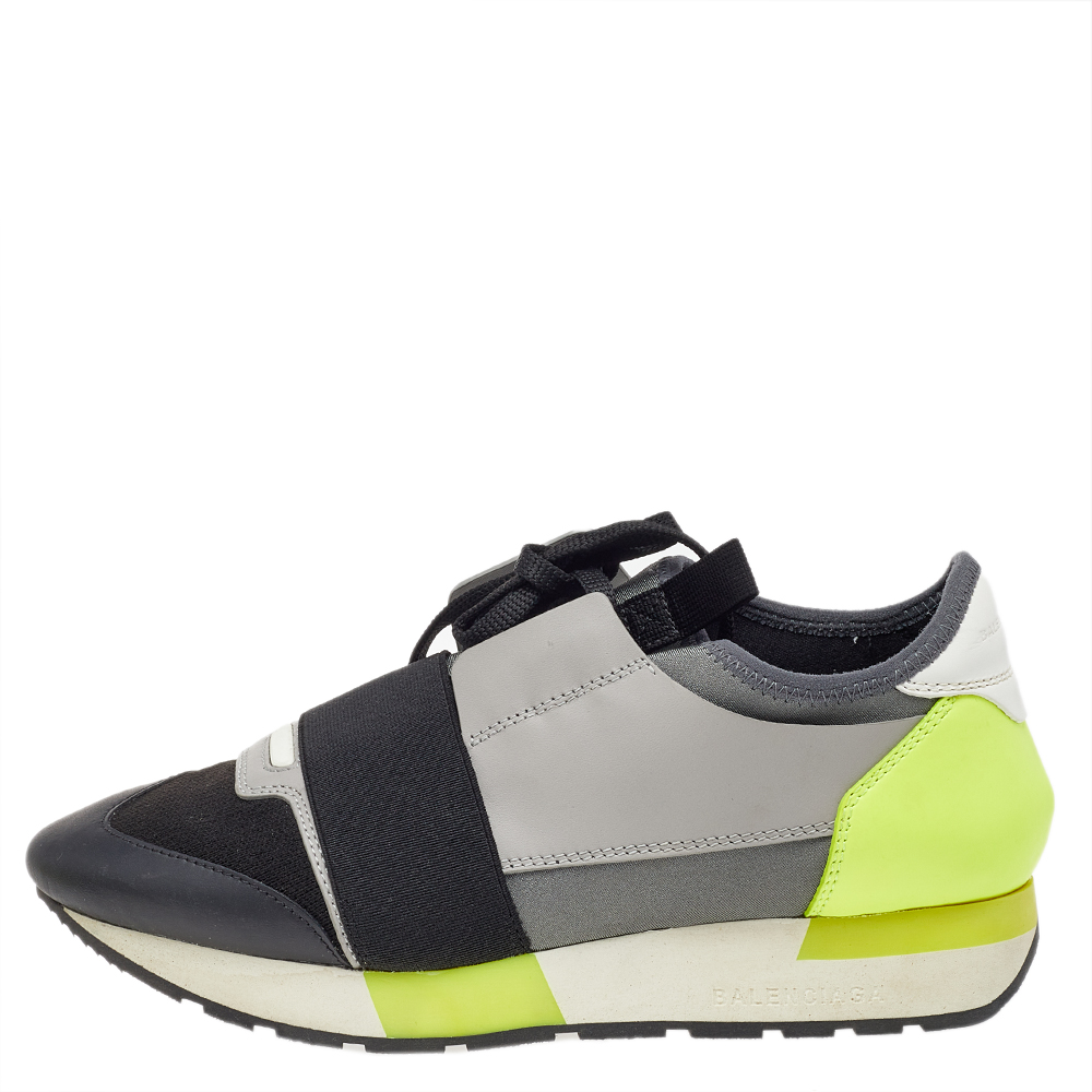 

Balenciaga Multicolor Leather And Mesh Race Runner Sneakers Size
