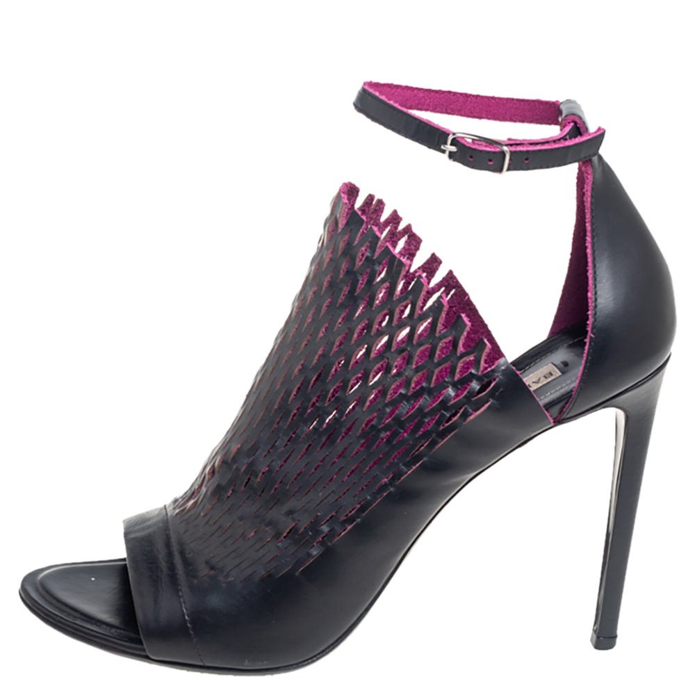 

Balenciaga Black Leather Ankle Strap Pumps Size