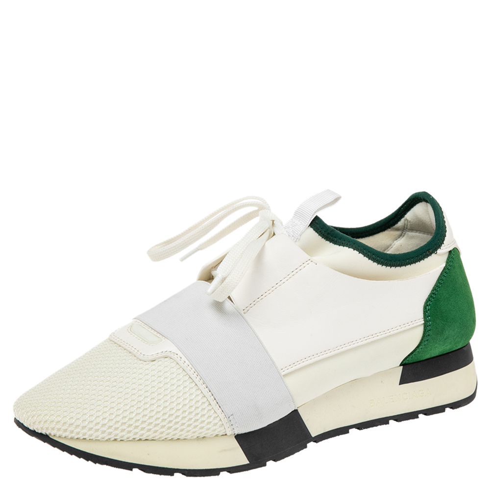 balenciaga runners white and green