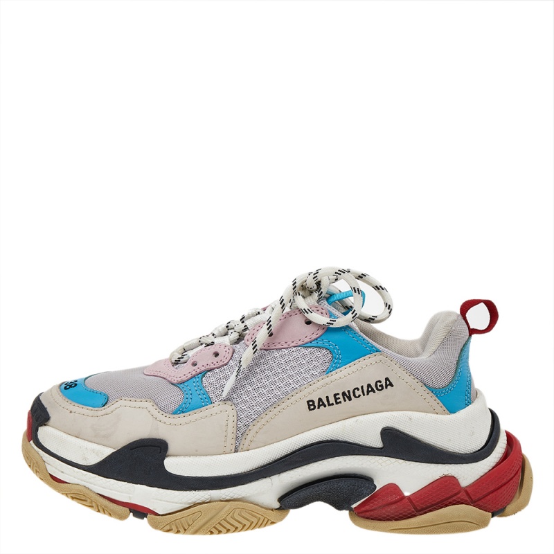 

Balenciaga Multicolor Leather And Mesh Triple S Low Top Sneakers Size