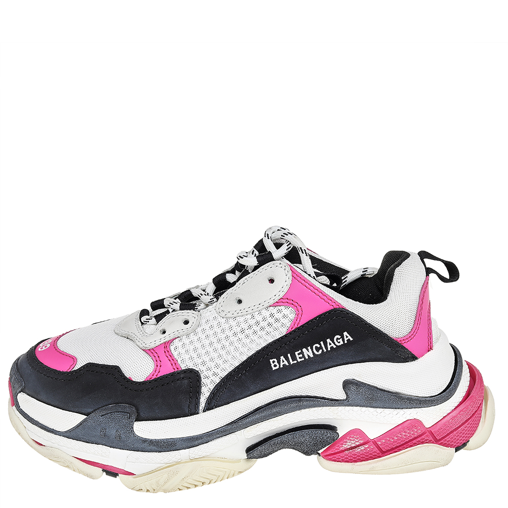 

Balenciaga Multicolor Mesh And Leather Triple S Low Top Sneakers Size