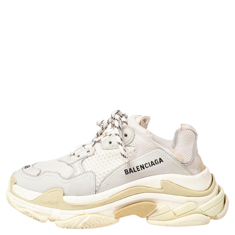 

Balenciaga Grey/White Leather And Mesh Triple S Sneakers Size, Multicolor