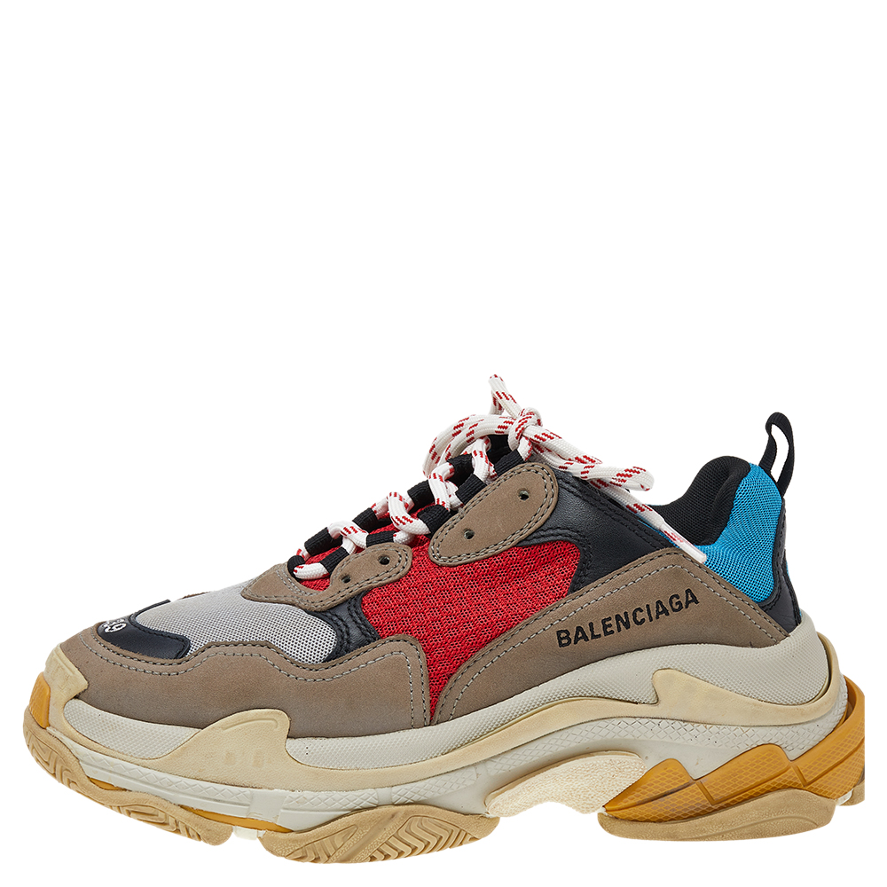 

Balenciaga Multicolor Mesh And Suede Triple S Trainer Sneakers Size