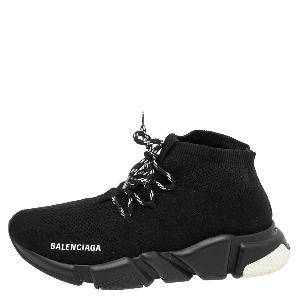 

Balenciaga Black Knit Fabric Speed Trainer Sneakers Size