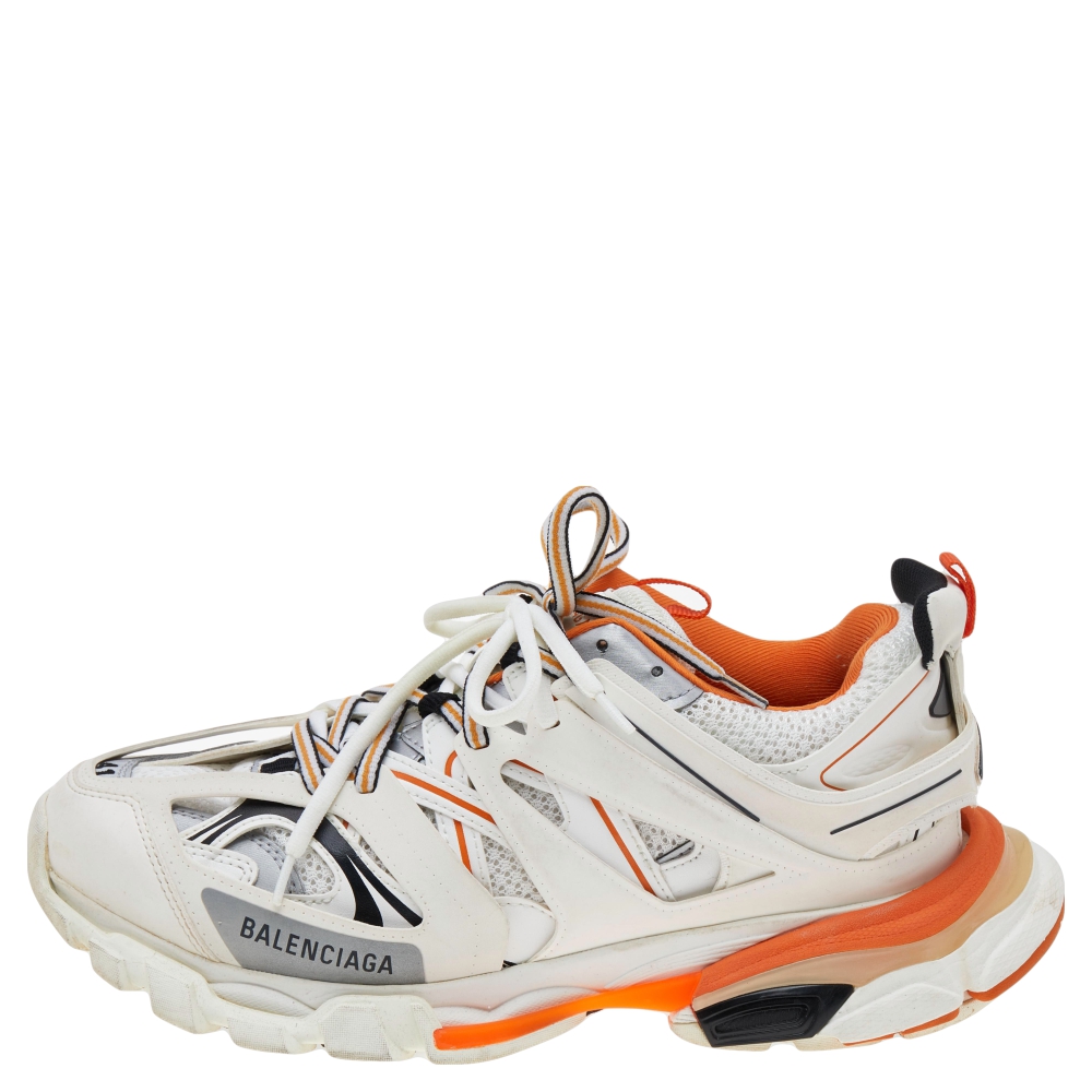 

Balenciaga White Synthetic Leather And Mesh Track Low Top Sneakers Size