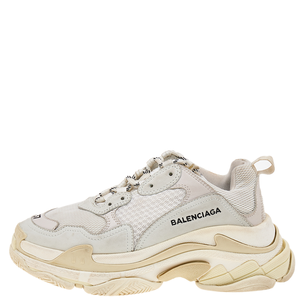 

Balenciaga White Leather And Mesh Triple S Clear Sneakers Size