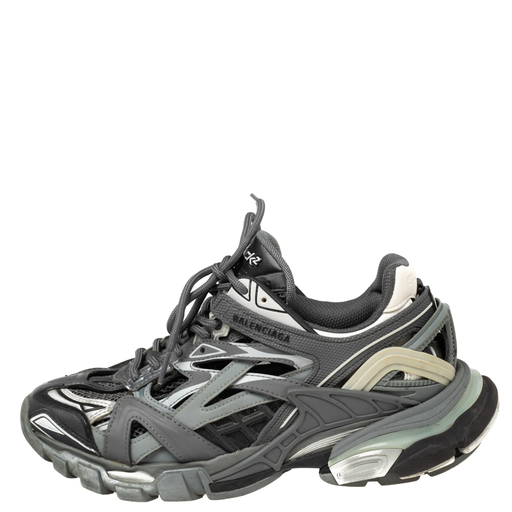 

Balenciaga Grey Leather And Mesh Track Sneakers Size