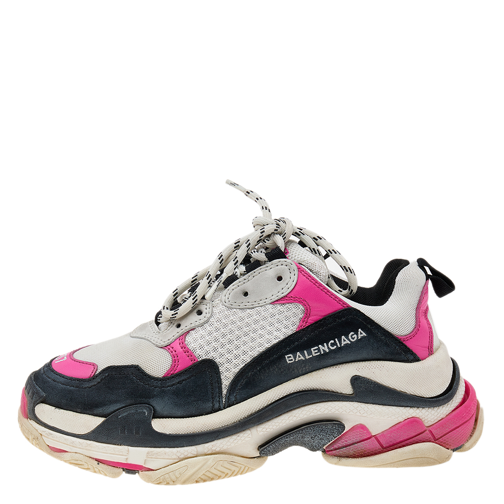 

Balenciaga Multicolor Leather and Mesh Triple S Sneakers Size