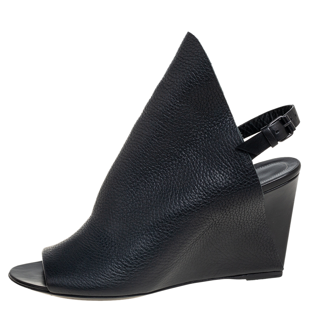 

Balenciaga Black Leather Open Toe Glove Slingback Sandals Size