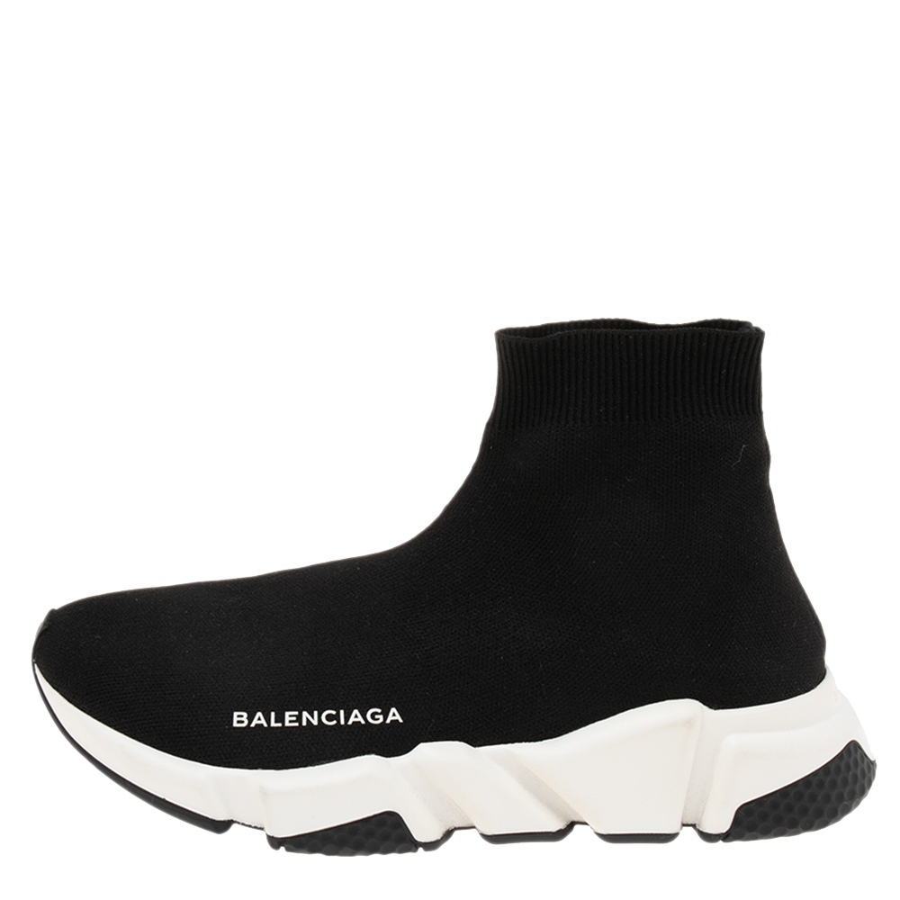 

Balenciaga Black Knit Fabric Sock Speed High-Top Sneakers Size