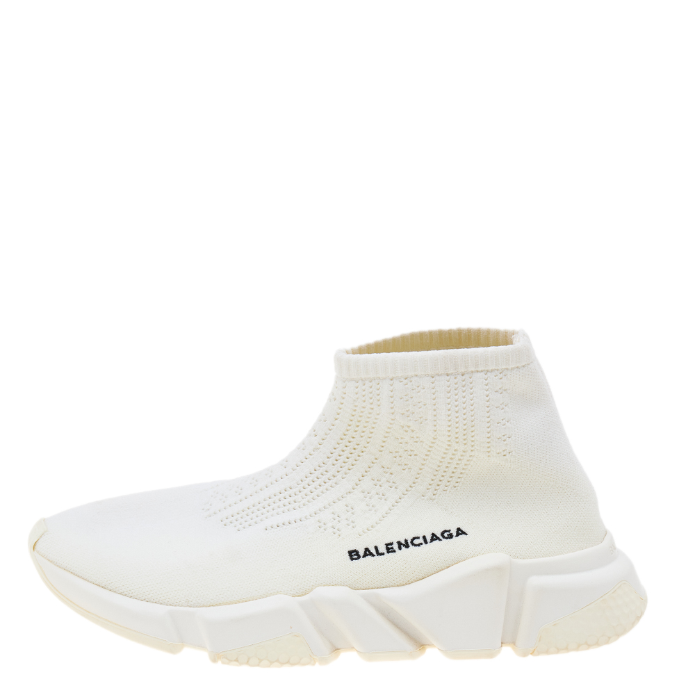 

Balenciaga White Knit Fabric Speed Trainer Sneakers Size