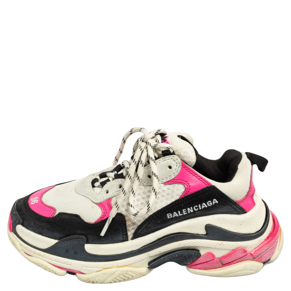 

Balenciaga Tri-Color Suede, Mesh and Leather Triple S Sneakers Size, White