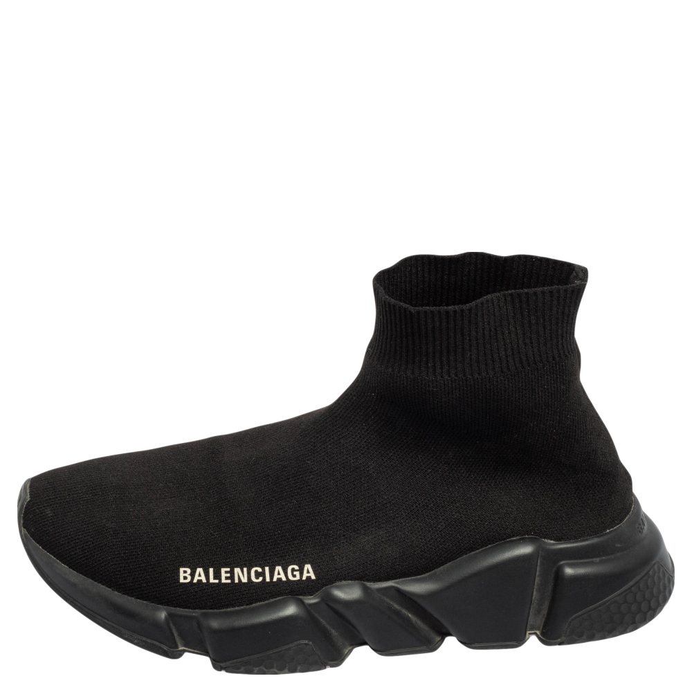 

Balenciaga Black Knit Fabric Speed Trainer High Top Sneakers Size