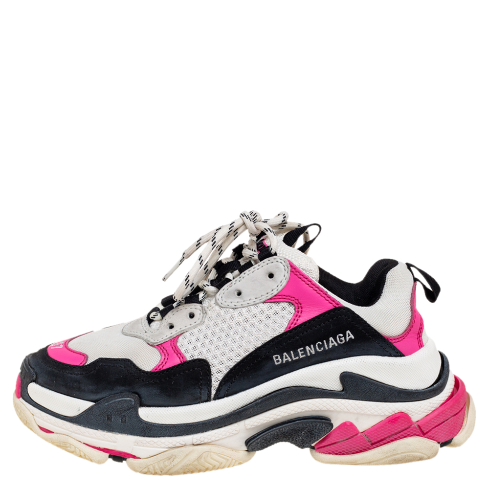 

Balenciaga Multicolor Leather And Mesh Triple S Clear Sneakers Size
