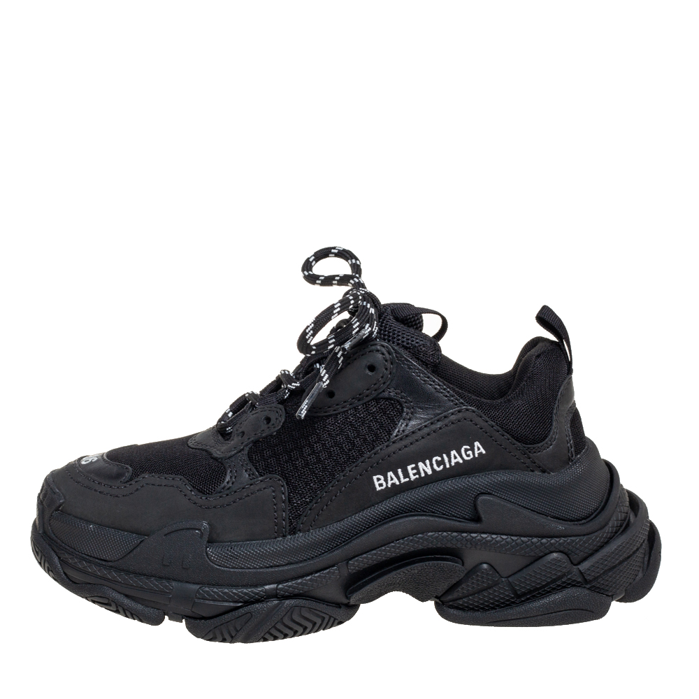 

Balenciaga Black Nubuck Leather, Mesh Triple S Sneakers Size