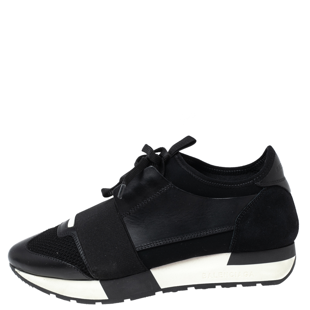 

Balenciaga Black Leather And Mesh Race Runner Sneakers Size