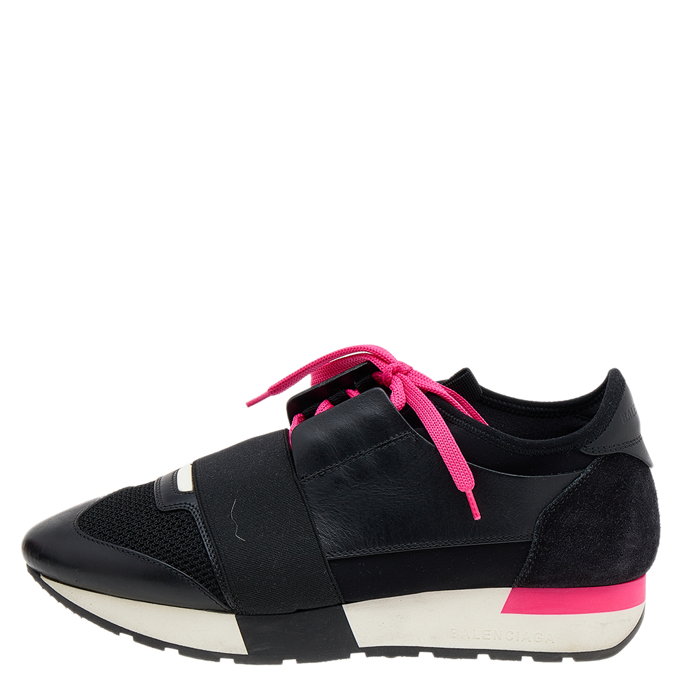 

Balenciaga Black Leather And Mesh Race Runner Sneakers Size