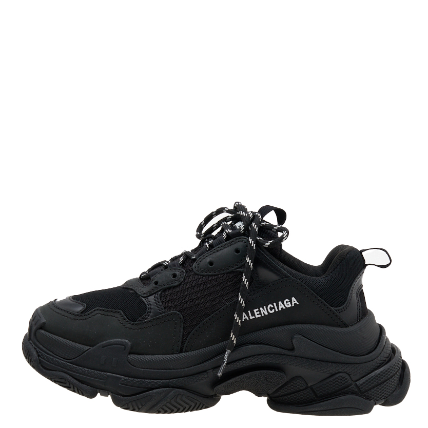 

Balenciaga Black Mesh and Leather Triple S Sneakers Size