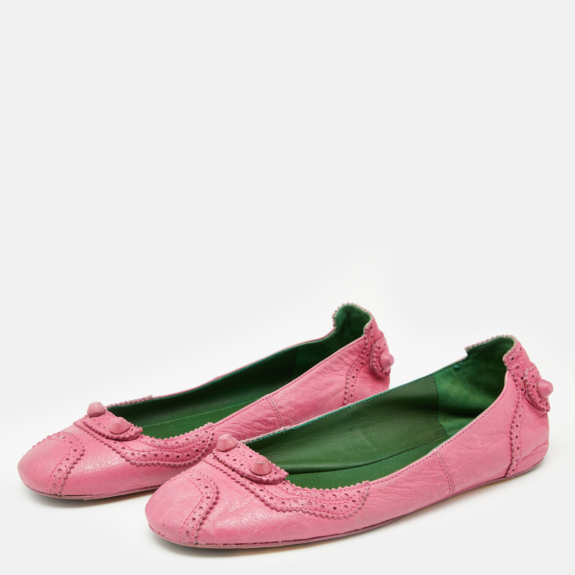 

Balenciaga Pink Leather Arena Ballet Flats Size