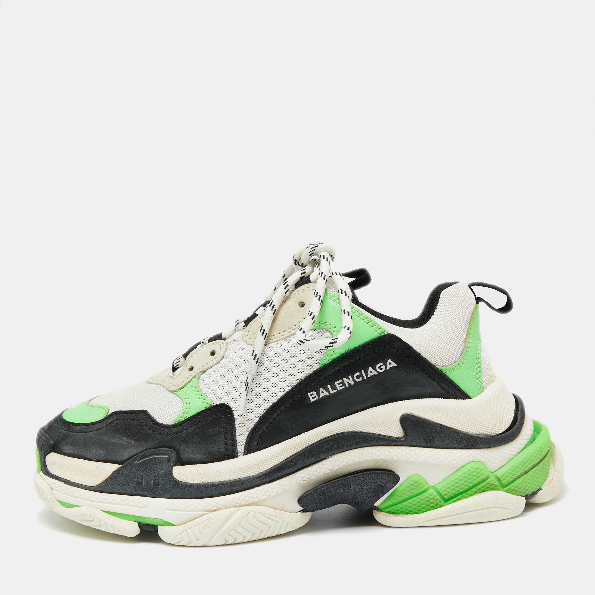 

Balenciaga Multicolor Leather And Mesh Triple S Clear Sneakers Size