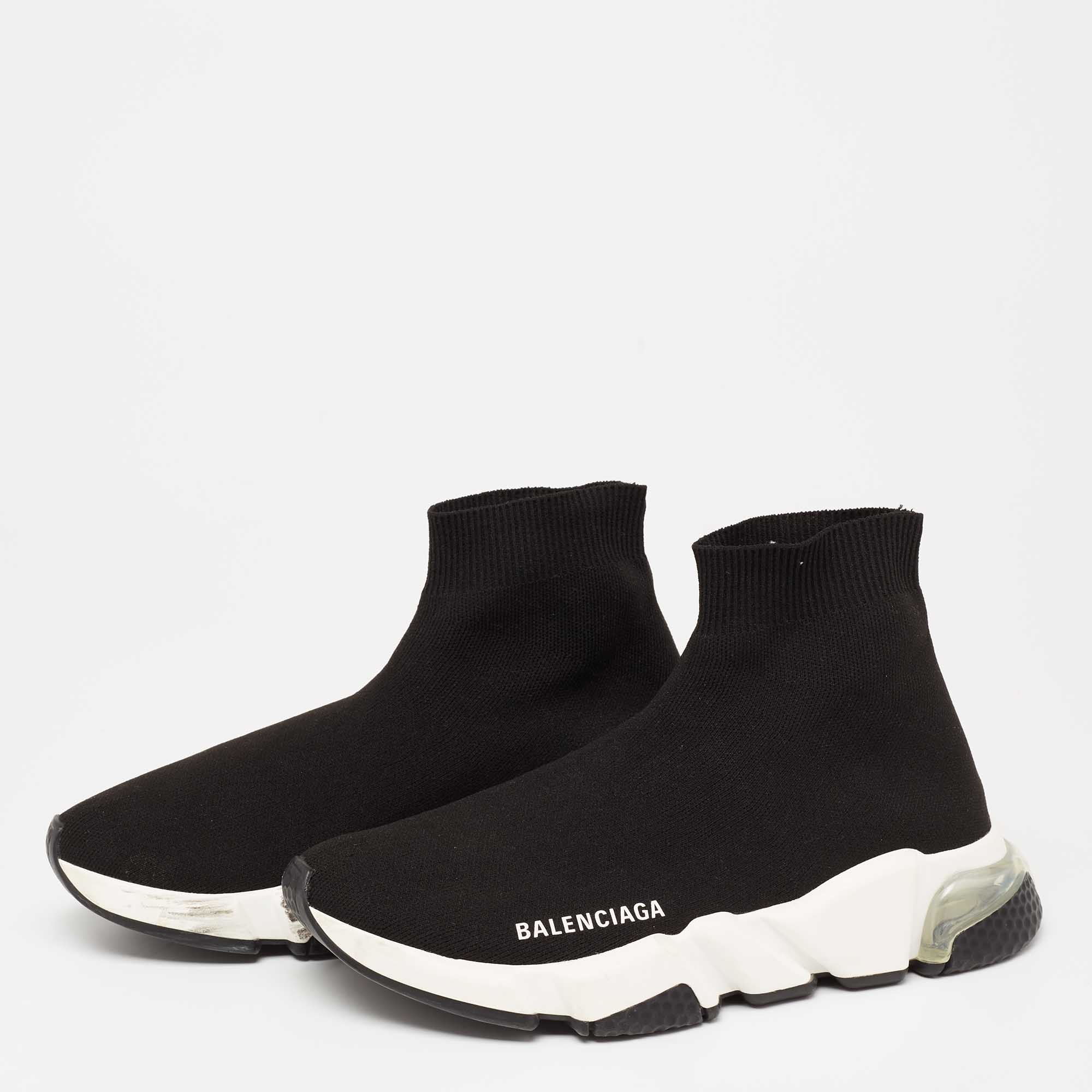 

Balenciaga Black Knit Fabric Speed LT Sneakers Size