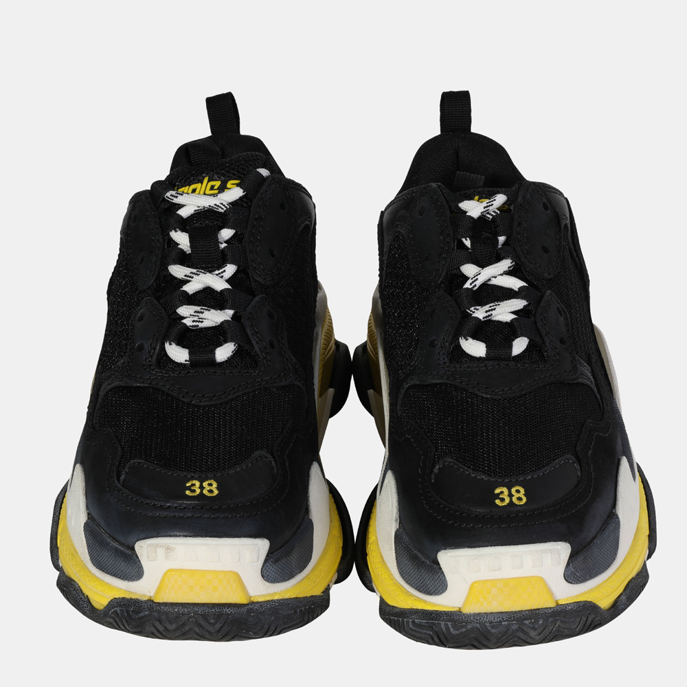 

Balenciaga Black Mesh And Leather Triple S Low Top Sneakers EU