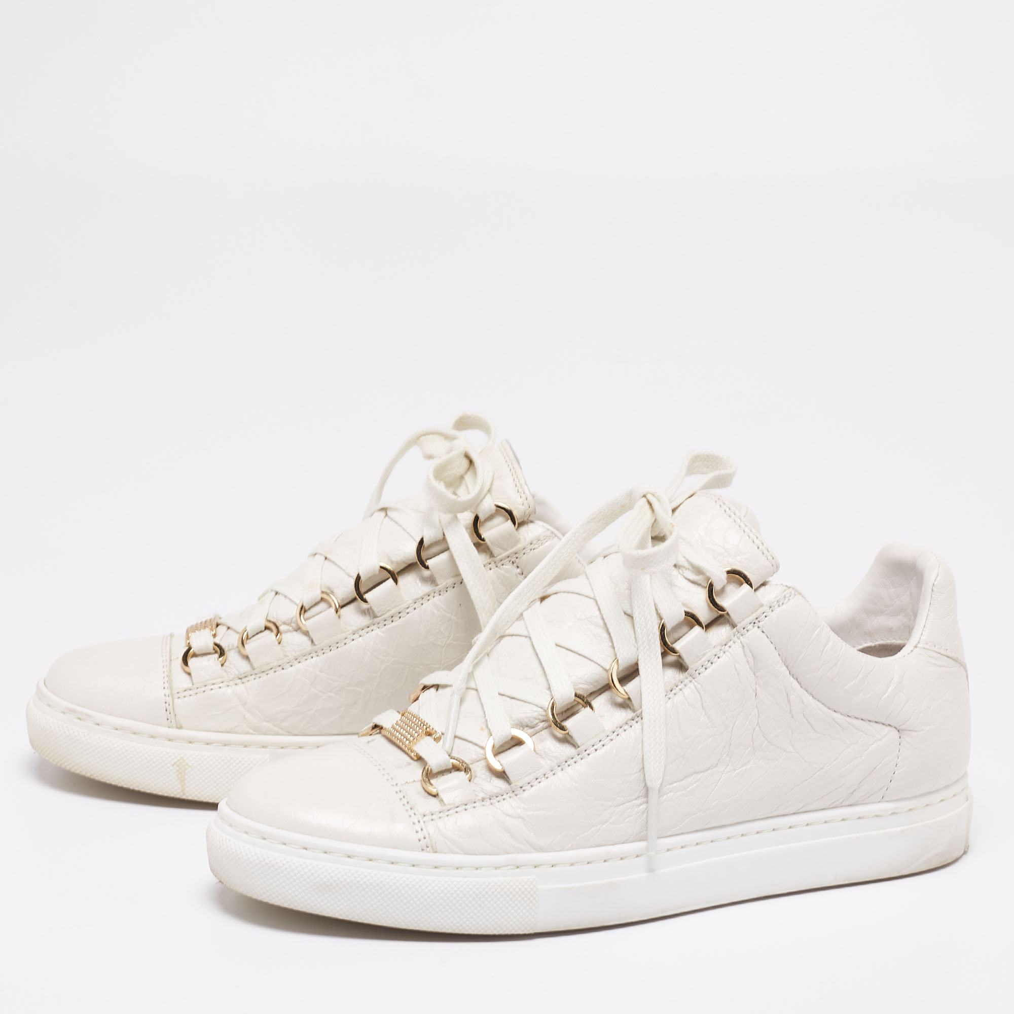 

Balenciaga White Leather Arena Lace Up Sneakers Size