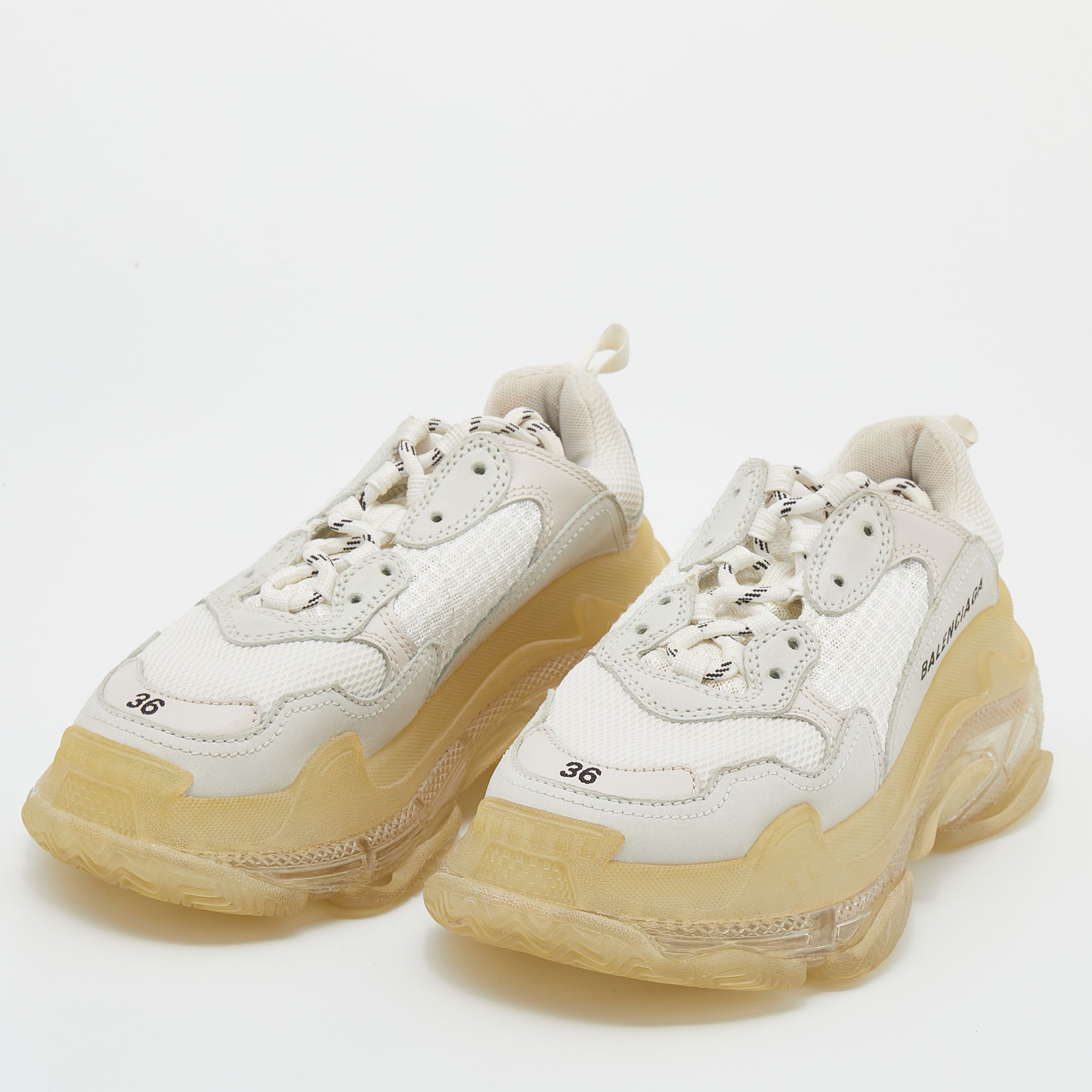 

Balenciaga Tri Color Leather And Mesh Triple S Clear Trainer Sneakers Size, White